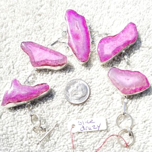 New Slice Crystal Druzy Sterling Silver Bracelet - Picture 1 of 8